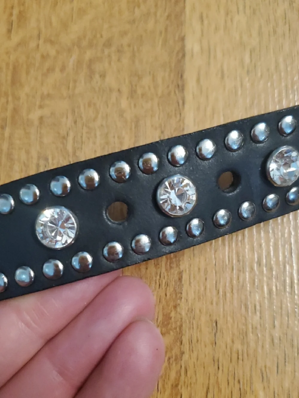 Nacona Women's Western Studded Black M Leather Belt- Silver Buckle & Rhinestones